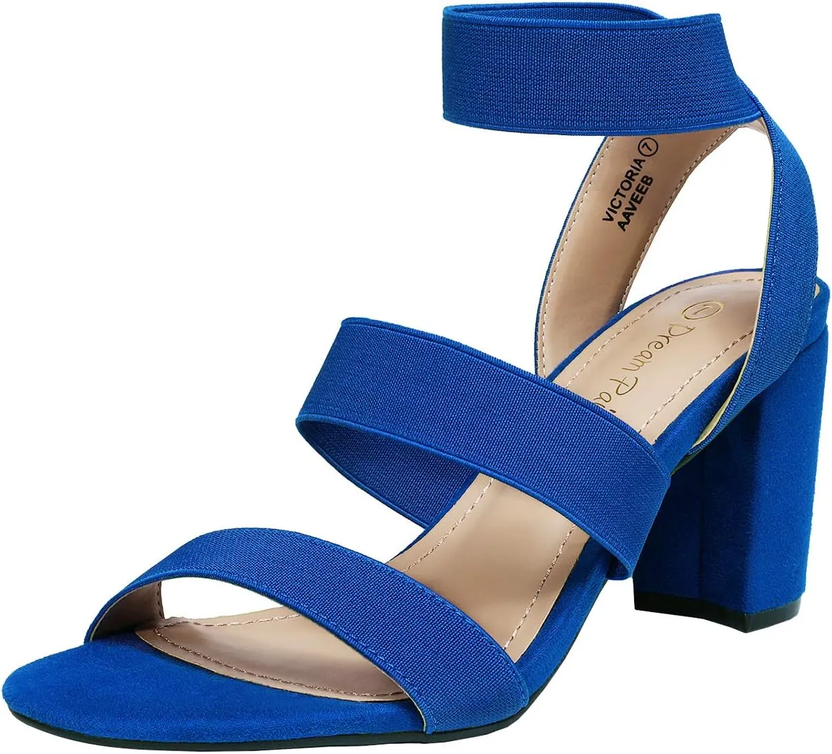 DREAM PAIRS Women's Open Toe High Chunky Elastic Strap Dress Heel Sandals
