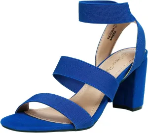 DREAM PAIRS Women's Open Toe High Chunky Elastic Strap Dress Heel Sandals