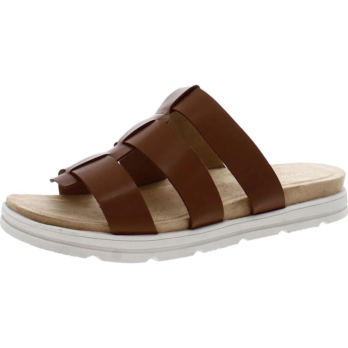 Easy Spirit Womens Salana  Faux Leather Slip On Strappy Sandals