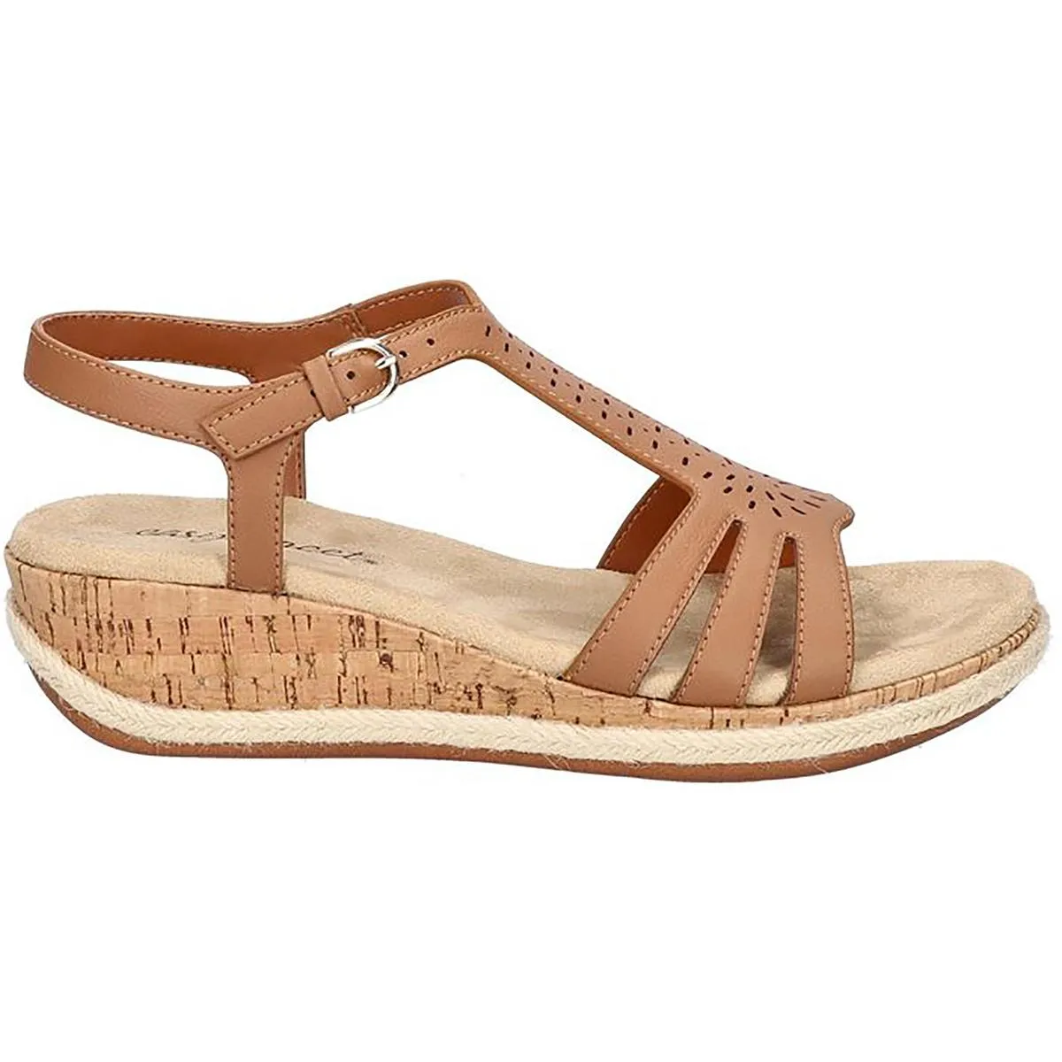 Easy Street Womens Dorinda Faux Leather Comfort Wedge Sandals