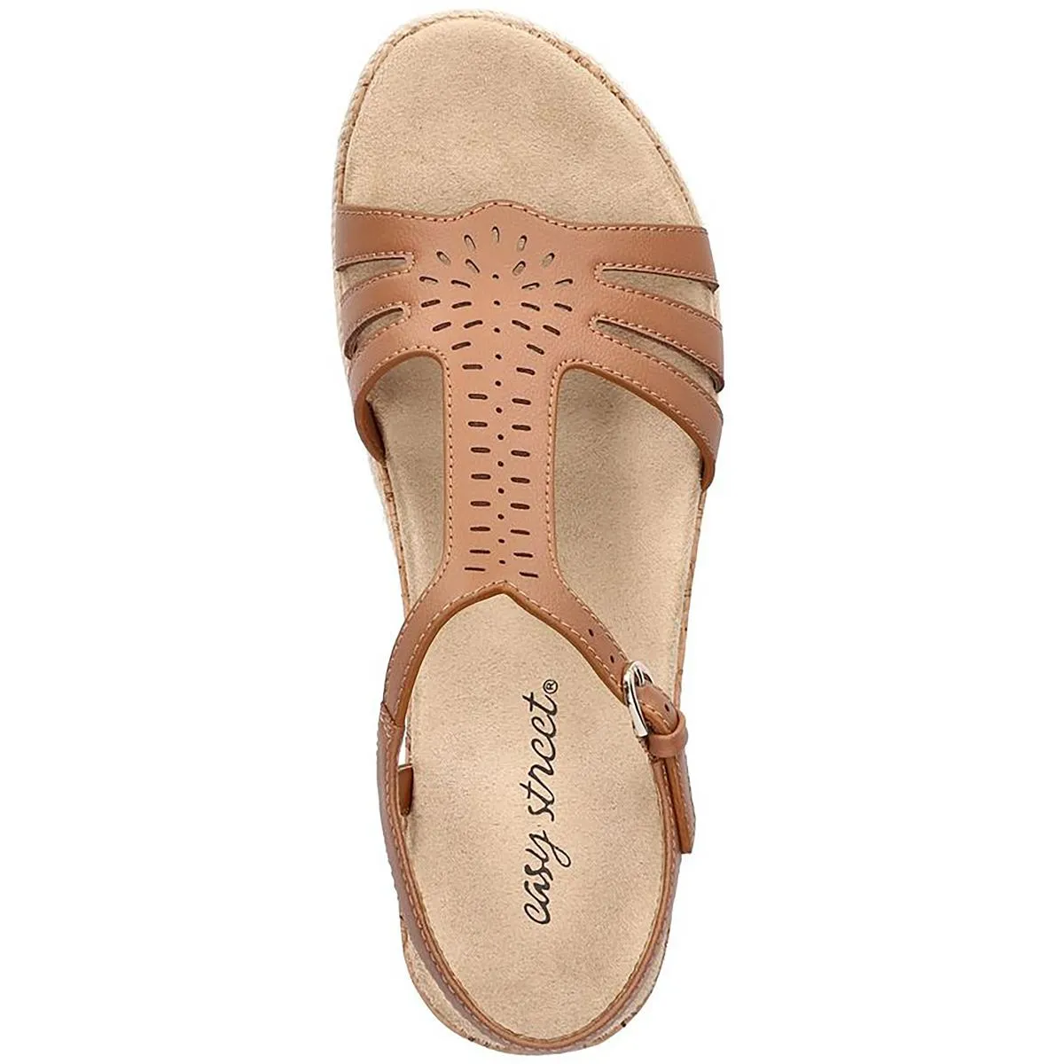 Easy Street Womens Dorinda Faux Leather Comfort Wedge Sandals