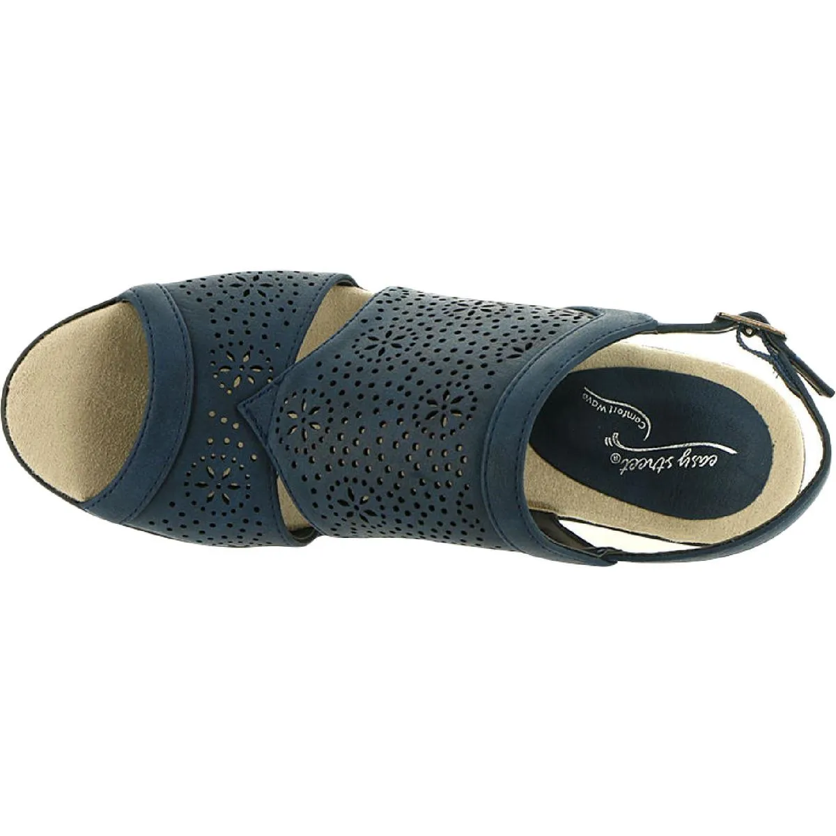 Easy Street Womens Linda Faux Leather Comfort Heel Sandals