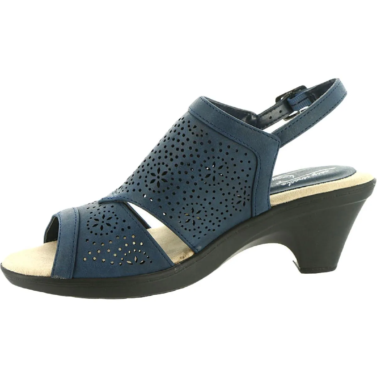 Easy Street Womens Linda Faux Leather Comfort Heel Sandals