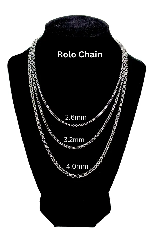Elegant 925 Pure Sterling Rolo Silver Chain Jewelry (Design 20)