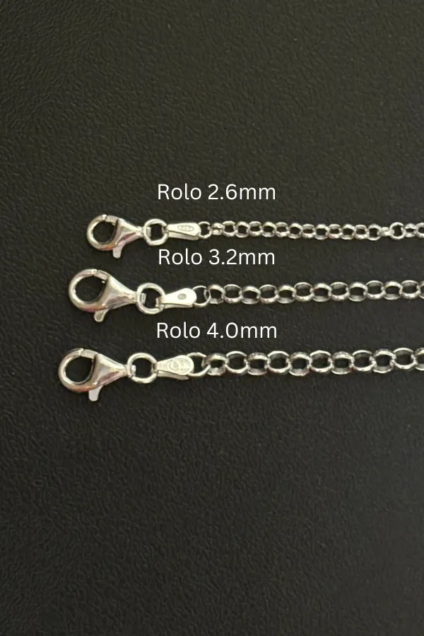 Elegant 925 Pure Sterling Rolo Silver Chain Jewelry (Design 20)