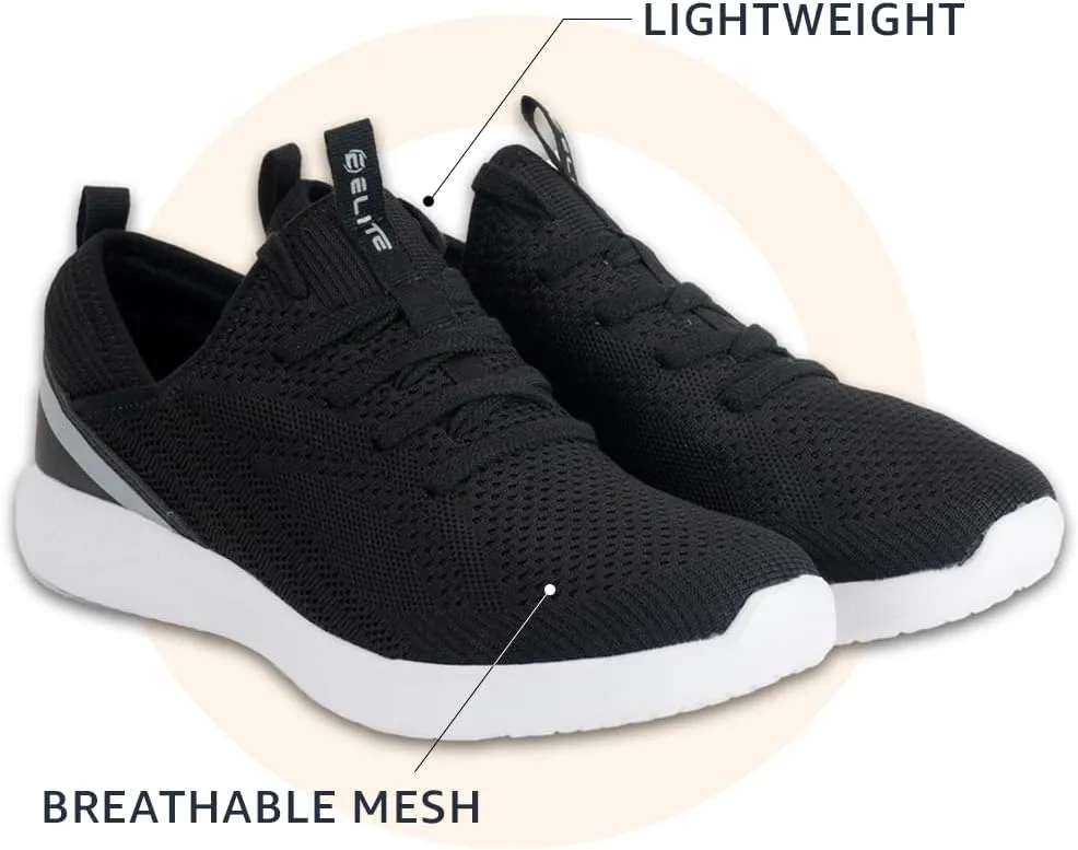 ELITE Womens Shoes | Black, Grey, or White Sneakers for Women | Fits Comfortably | Great for Standing, Walking, The Gym, and Exercising | Lightweight and Breathable