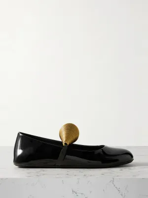 Embellished patent-leather ballet flats