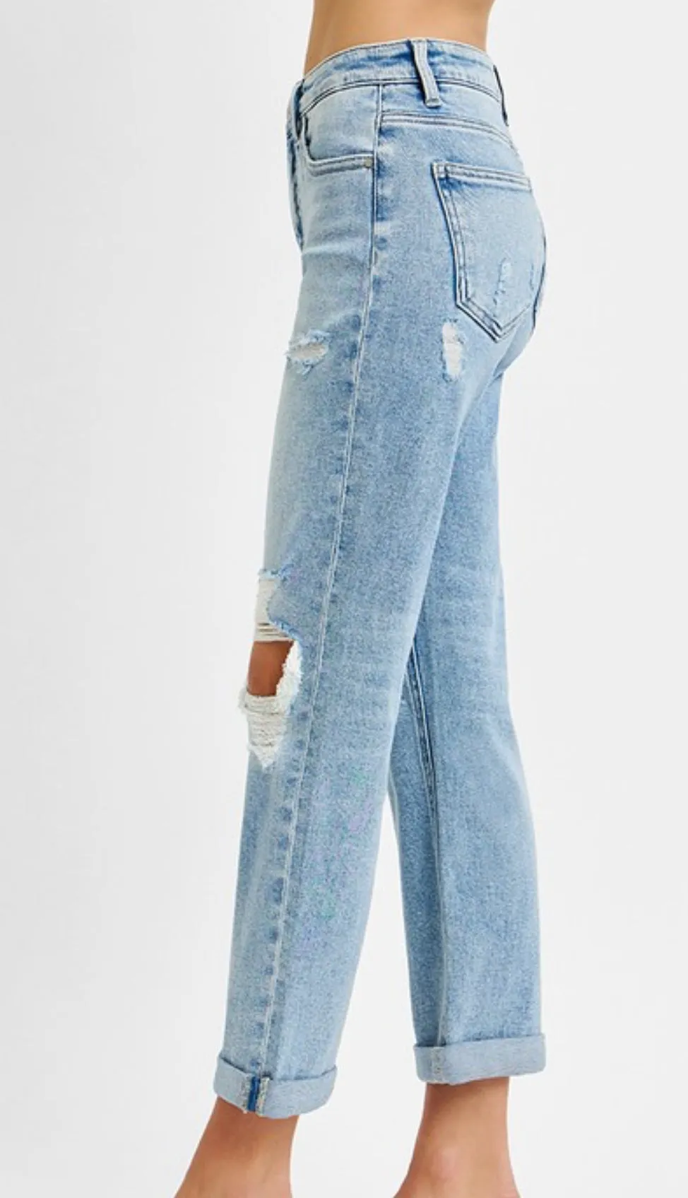 Emerson High Rise Ankle Straight Double Roll Up Jeans