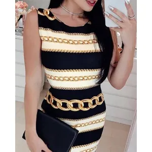 Fashion round neck sleeveless mini dress