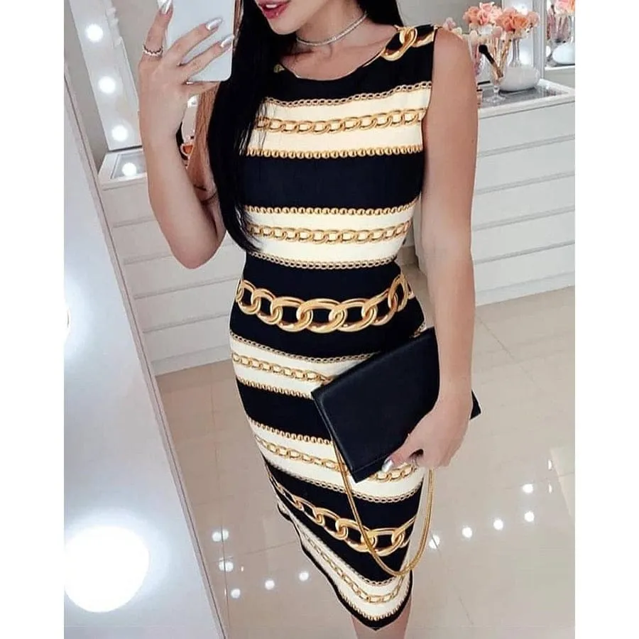 Fashion round neck sleeveless mini dress