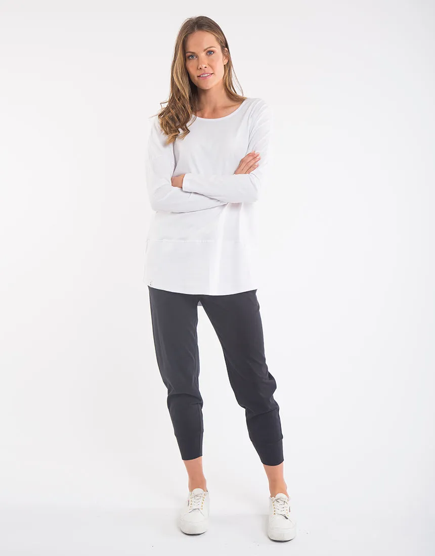 Fundamental Rib Long Sleeve Tee - White
