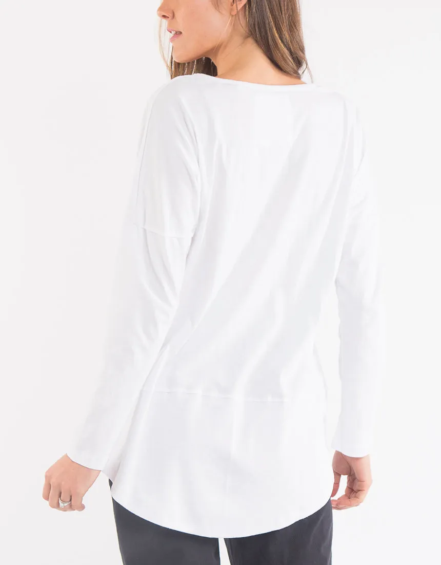 Fundamental Rib Long Sleeve Tee - White