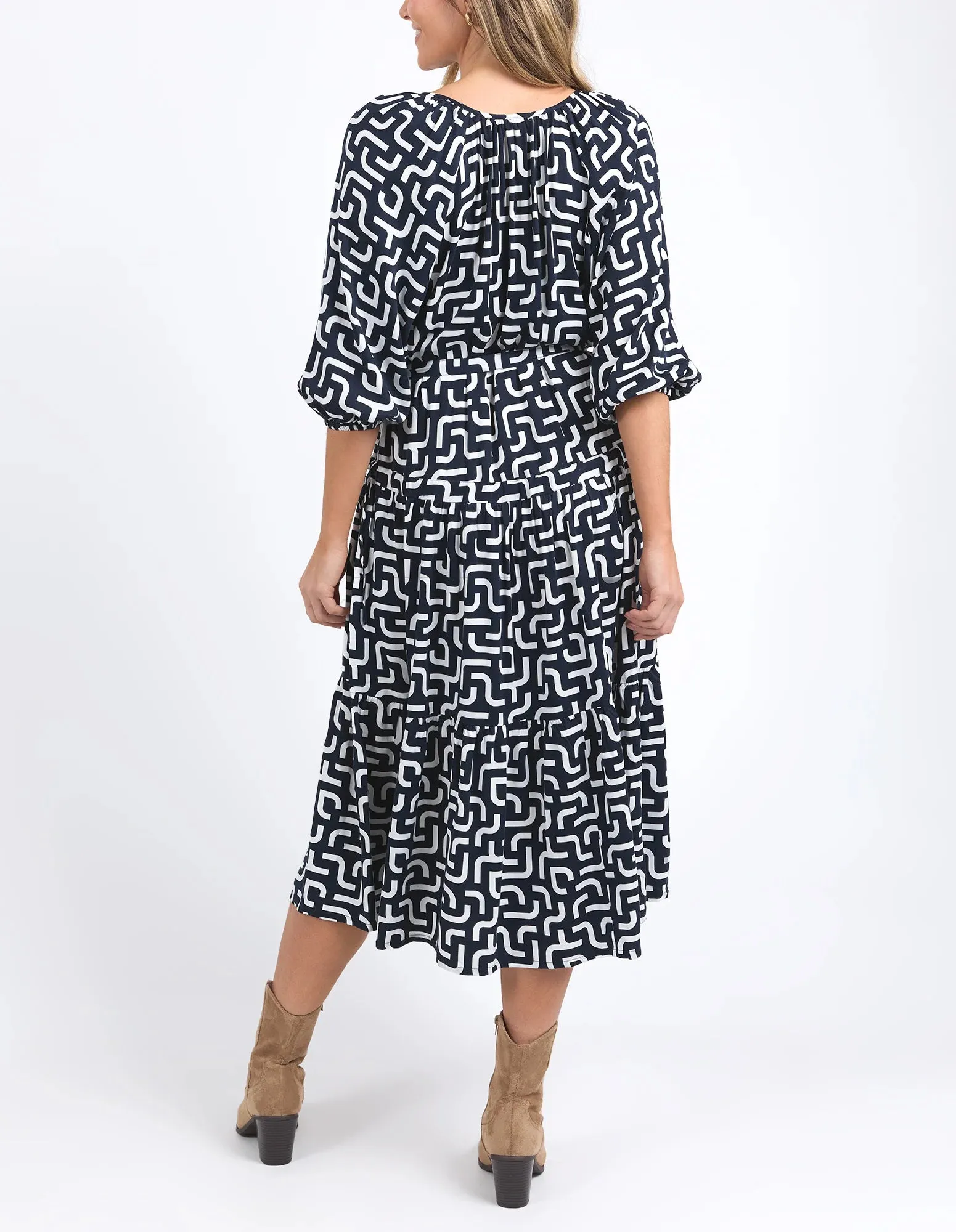 Gemma Geo Dress Navy Geo Print