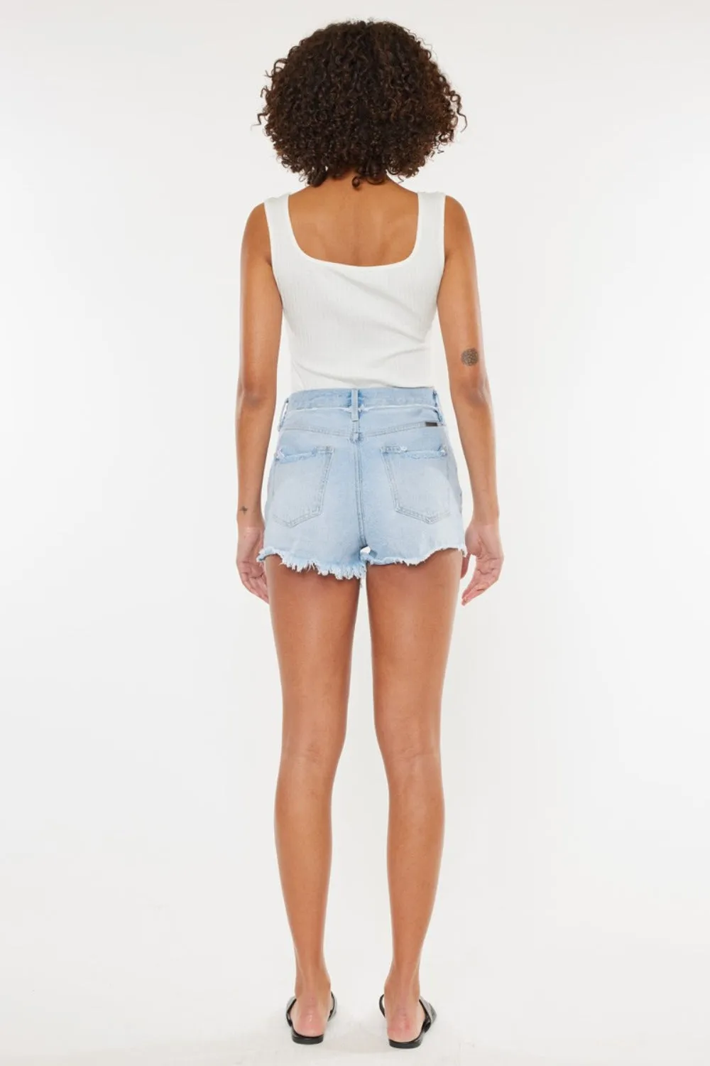 Gigi High Rise Distressed Button Fly Denim Shorts