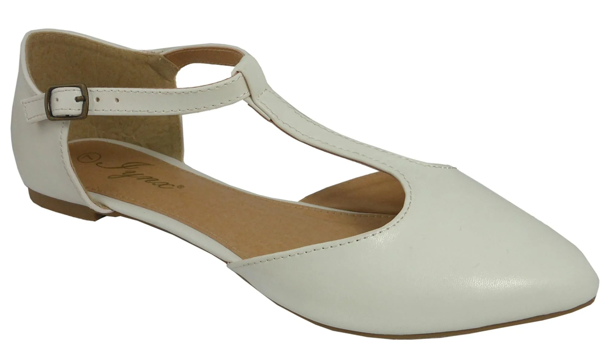 Jynx Women's Mary Jane T-Strap Pointed Toe Ballet Flat