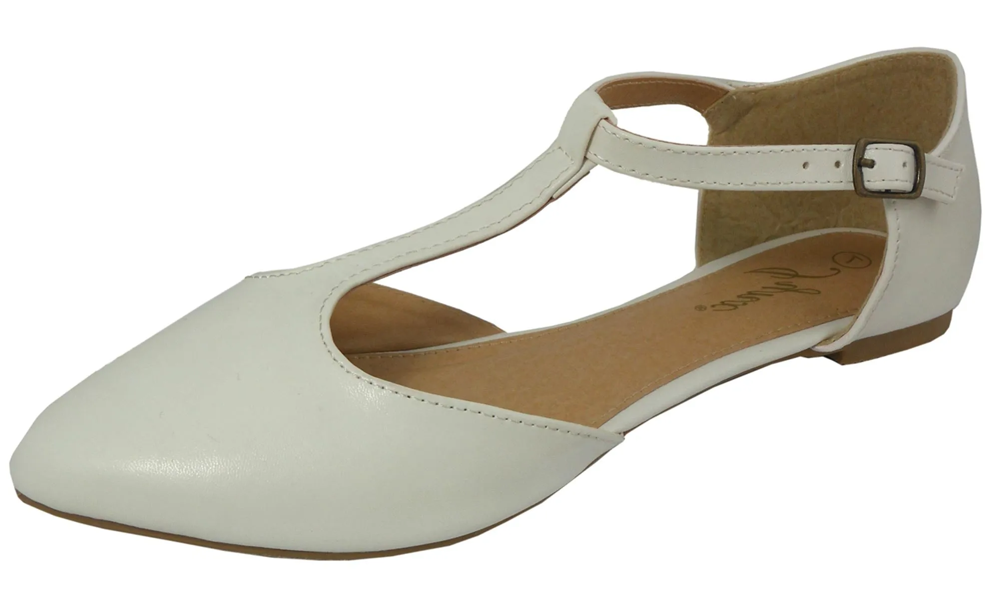 Jynx Women's Mary Jane T-Strap Pointed Toe Ballet Flat