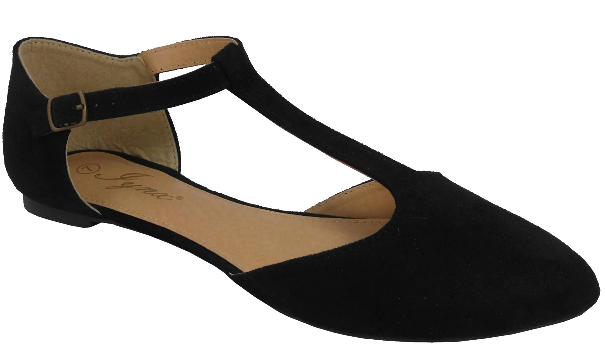 Jynx Women's Mary Jane T-Strap Pointed Toe Ballet Flat