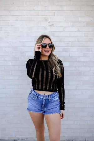 Kancan Distressed Raw Hem Denim Shorts
