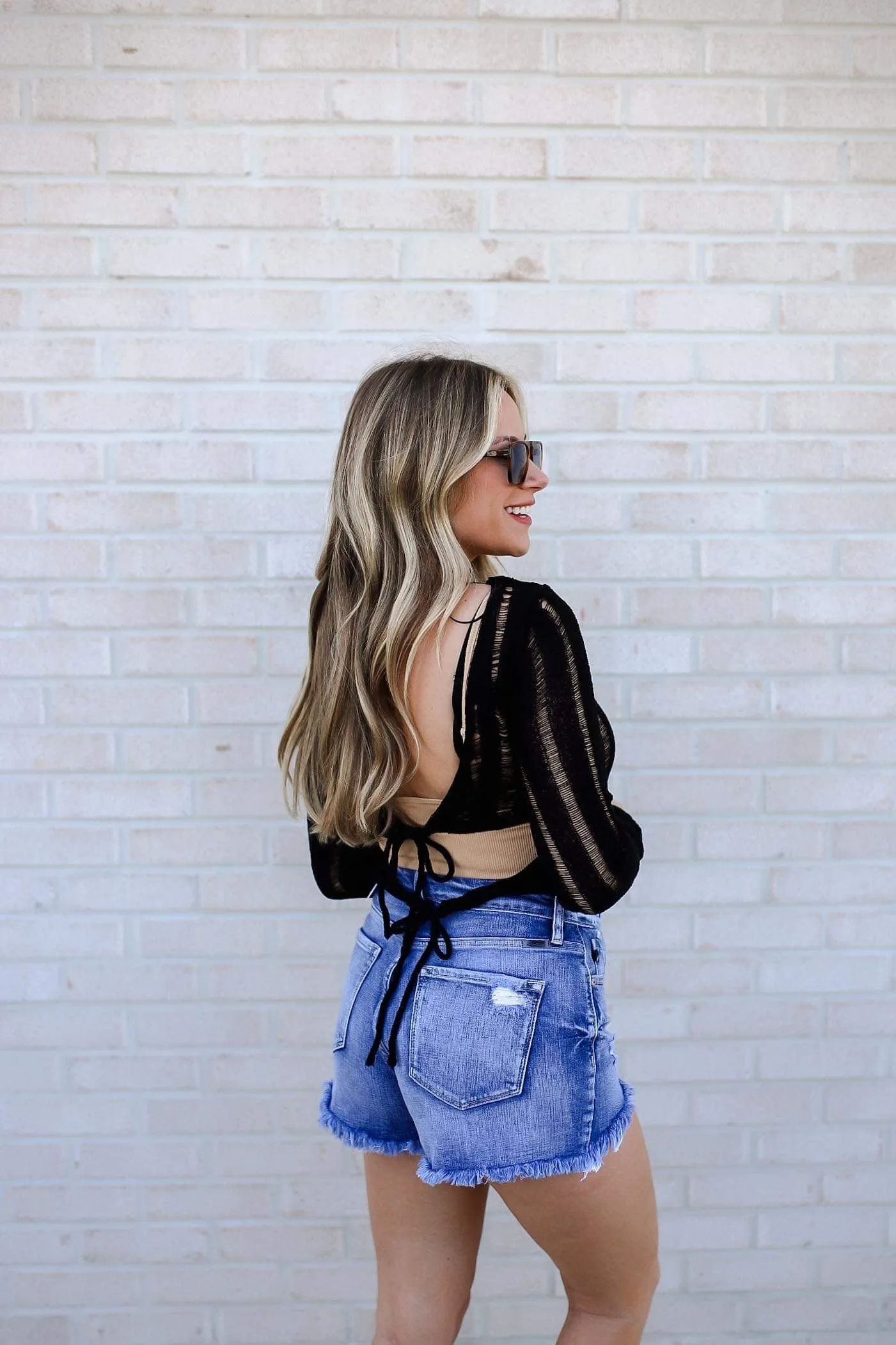 Kancan Distressed Raw Hem Denim Shorts