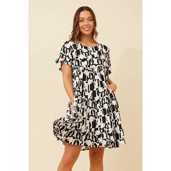 KELLY ABSTRACT BABYDOLL DRESS