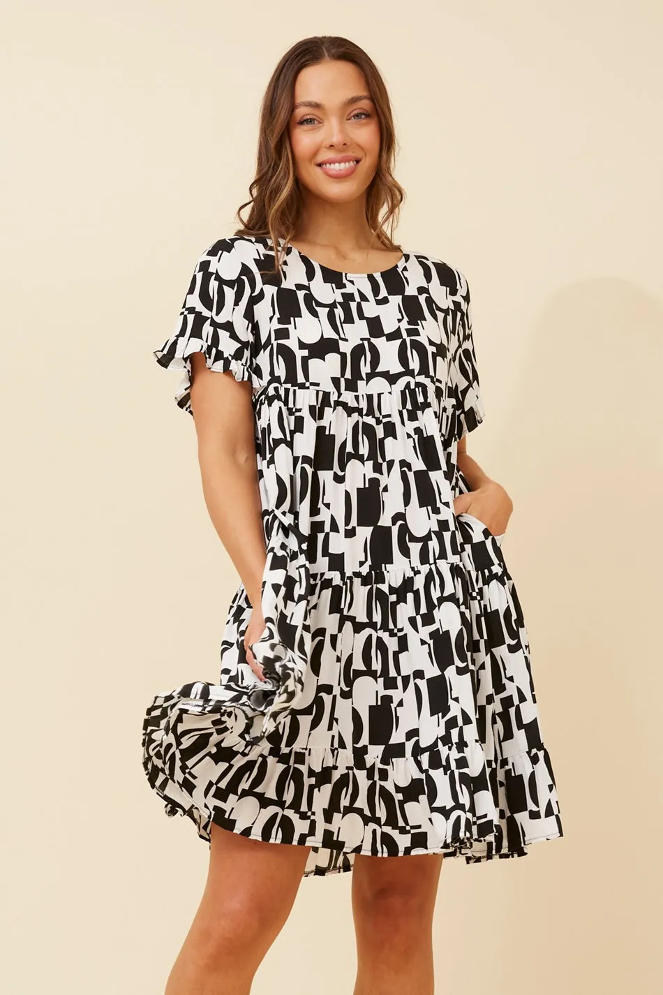 KELLY ABSTRACT BABYDOLL DRESS