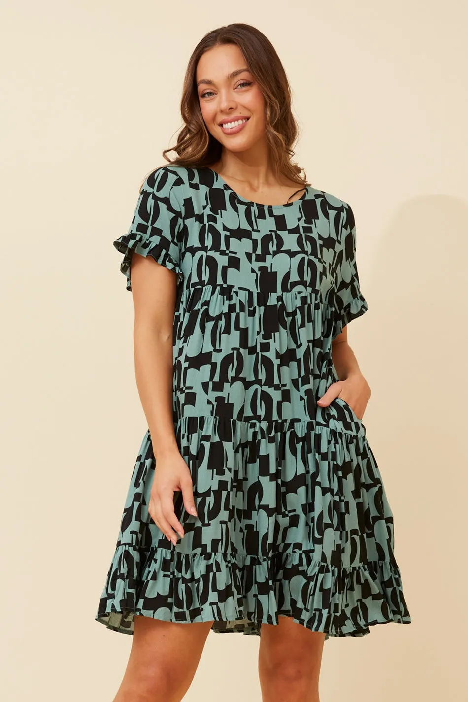 KELLY ABSTRACT BABYDOLL DRESS