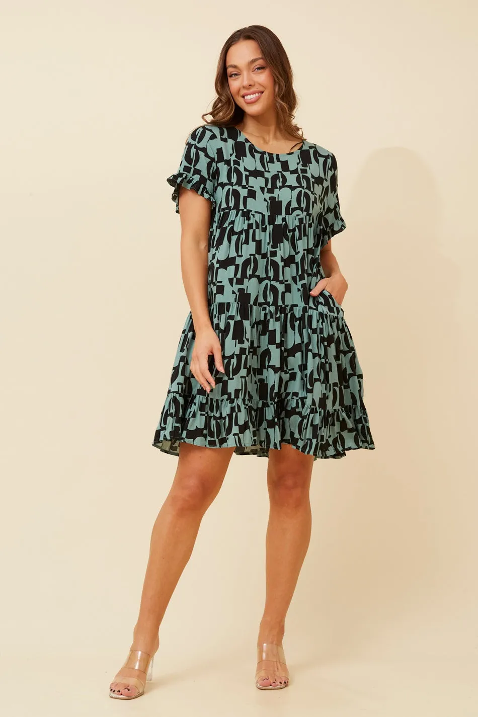 KELLY ABSTRACT BABYDOLL DRESS