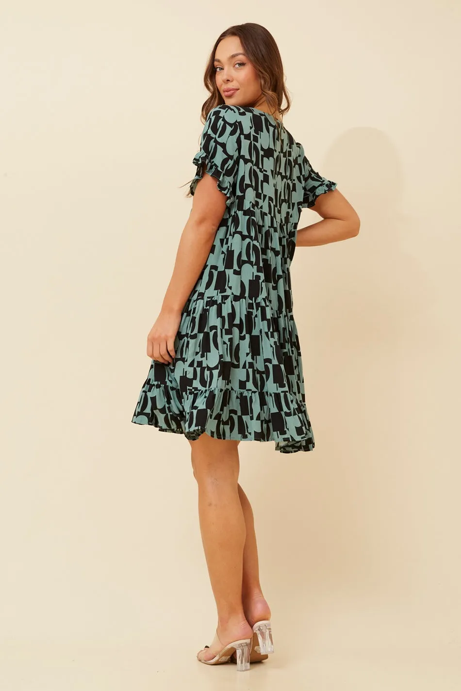 KELLY ABSTRACT BABYDOLL DRESS