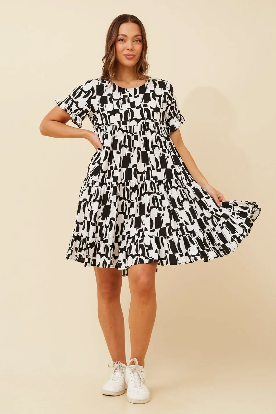 KELLY ABSTRACT BABYDOLL DRESS