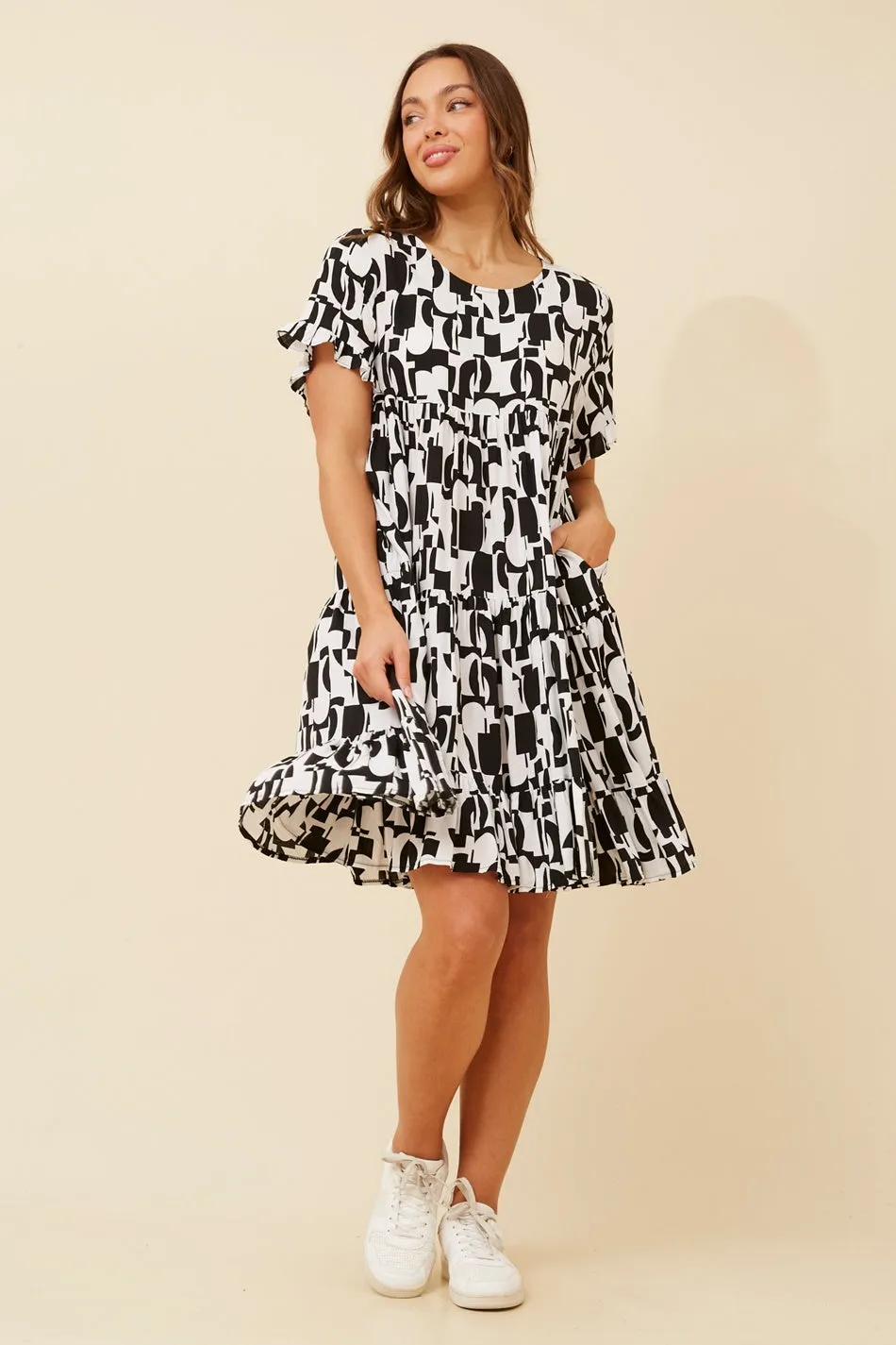 KELLY ABSTRACT BABYDOLL DRESS