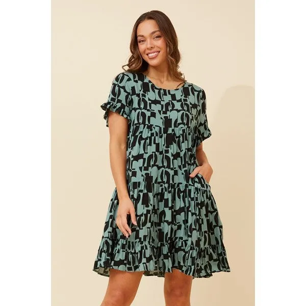 KELLY ABSTRACT BABYDOLL DRESS