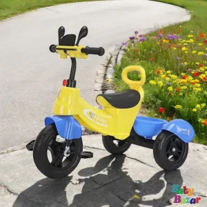 Kids Stoller 3Wheel Pedal Toddlers Tri Cycle With Stroge Basket - Yellow