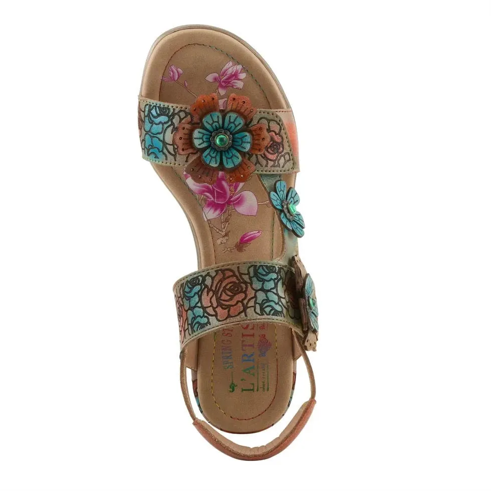 L'Artiste Women's Salira Heeled Sandals- Grey Multi