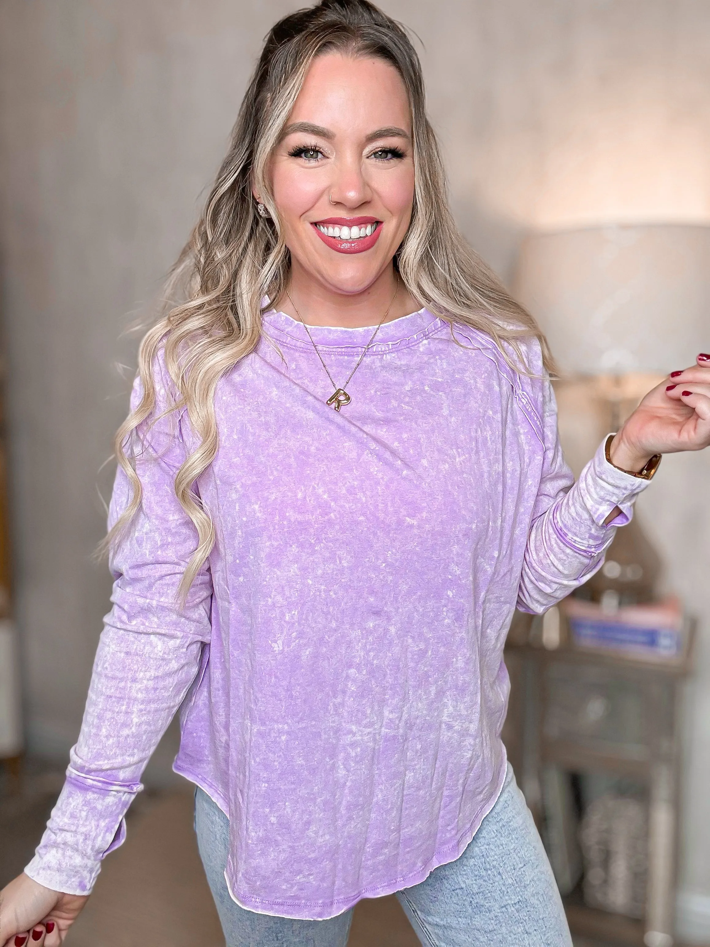 Lavender Haze Vintage Wash Long Sleeve Top