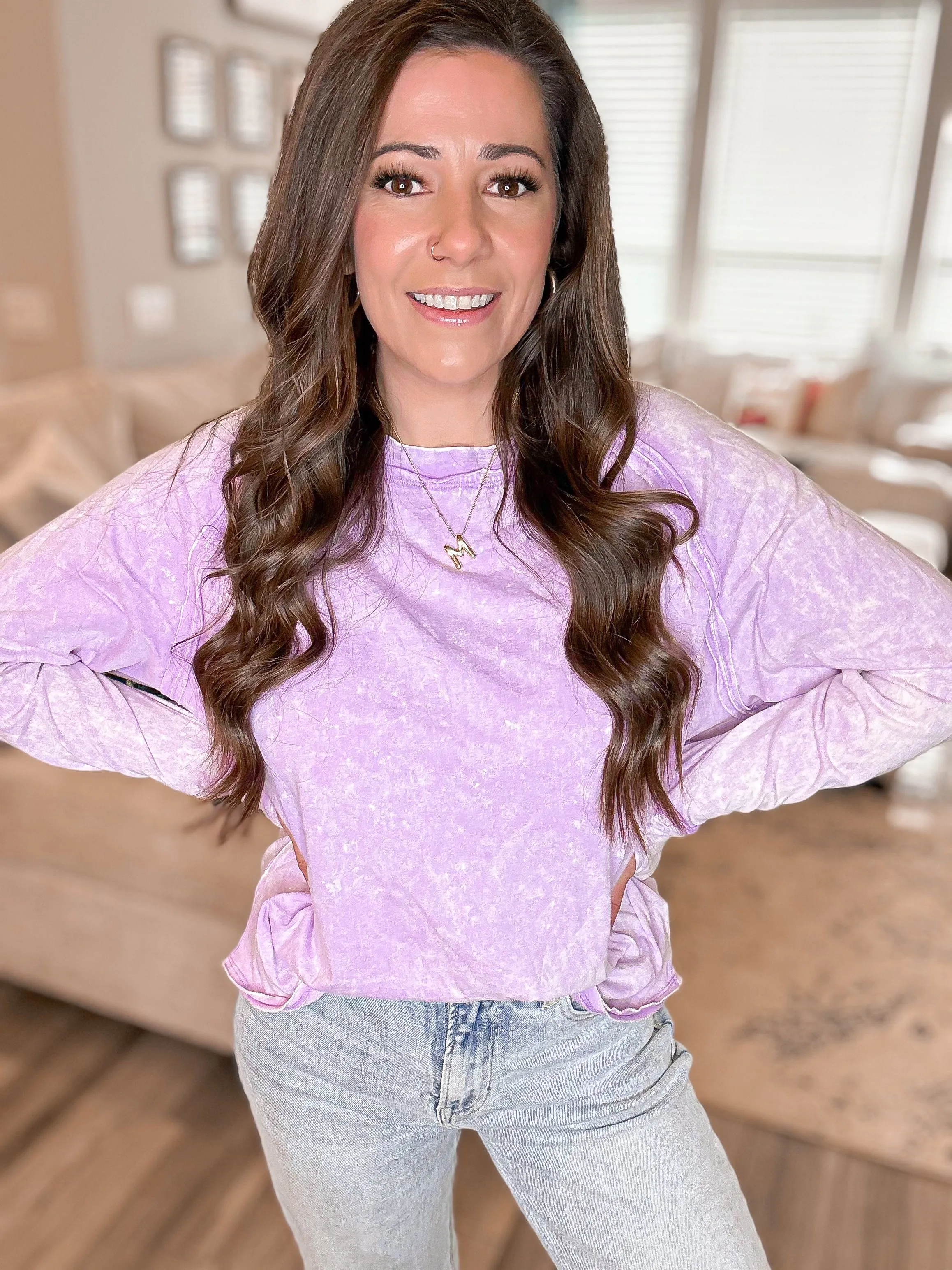 Lavender Haze Vintage Wash Long Sleeve Top