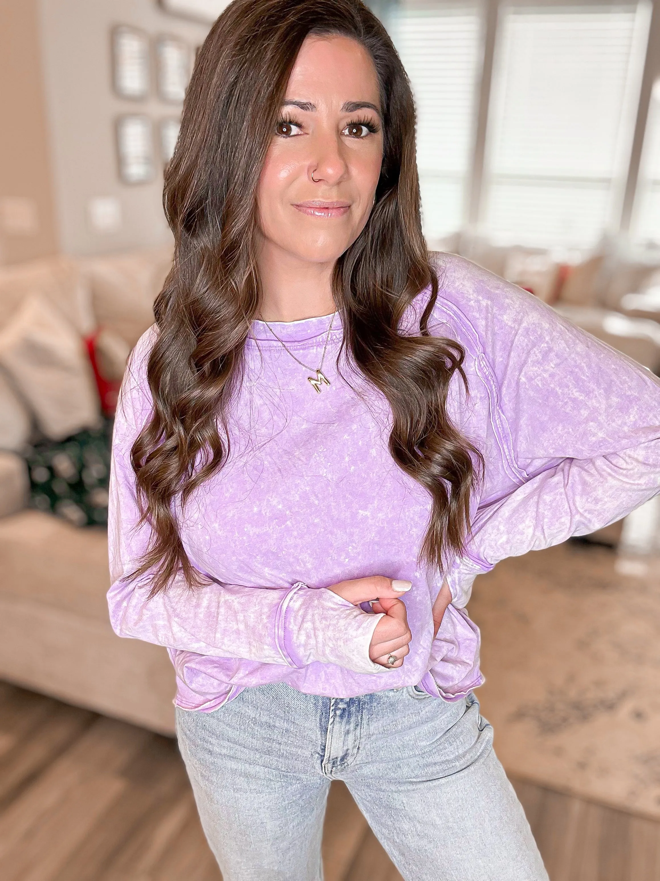 Lavender Haze Vintage Wash Long Sleeve Top