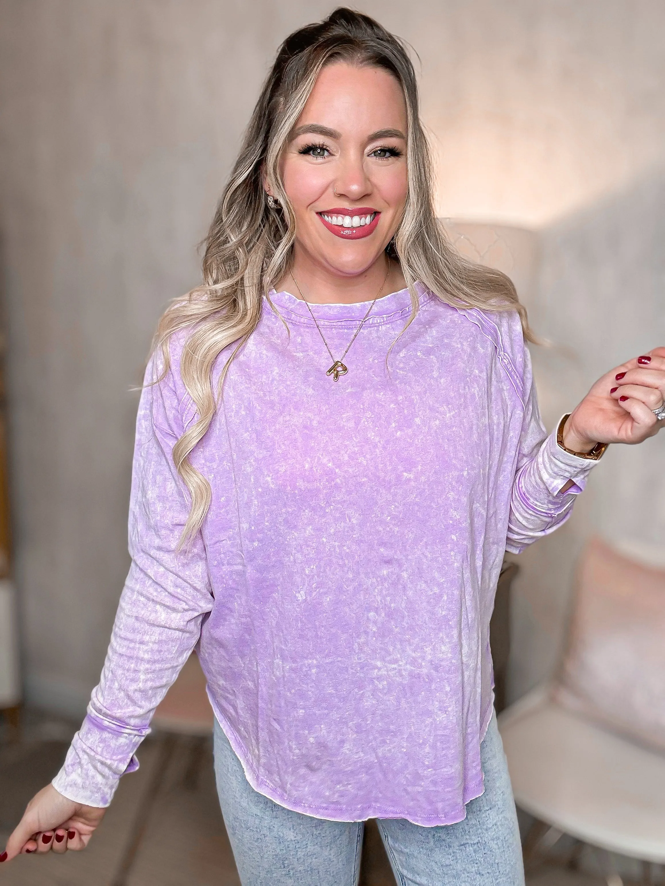Lavender Haze Vintage Wash Long Sleeve Top