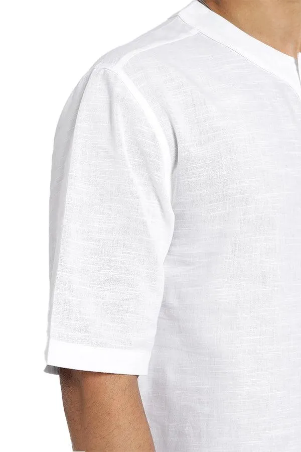 Linen blend Qurta Shirt with stylised neckline