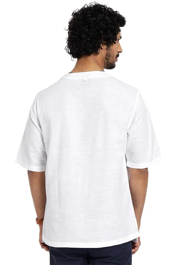 Linen blend Qurta Shirt with stylised neckline