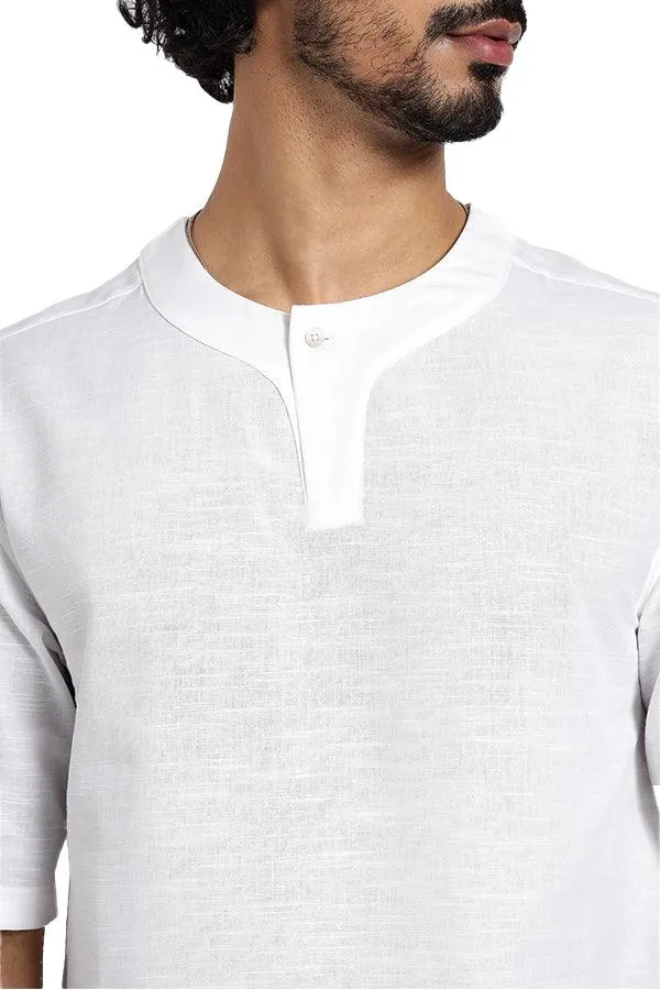 Linen blend Qurta Shirt with stylised neckline