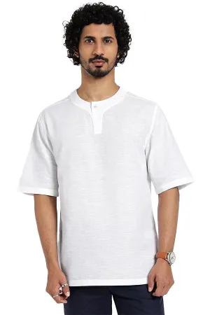 Linen blend Qurta Shirt with stylised neckline