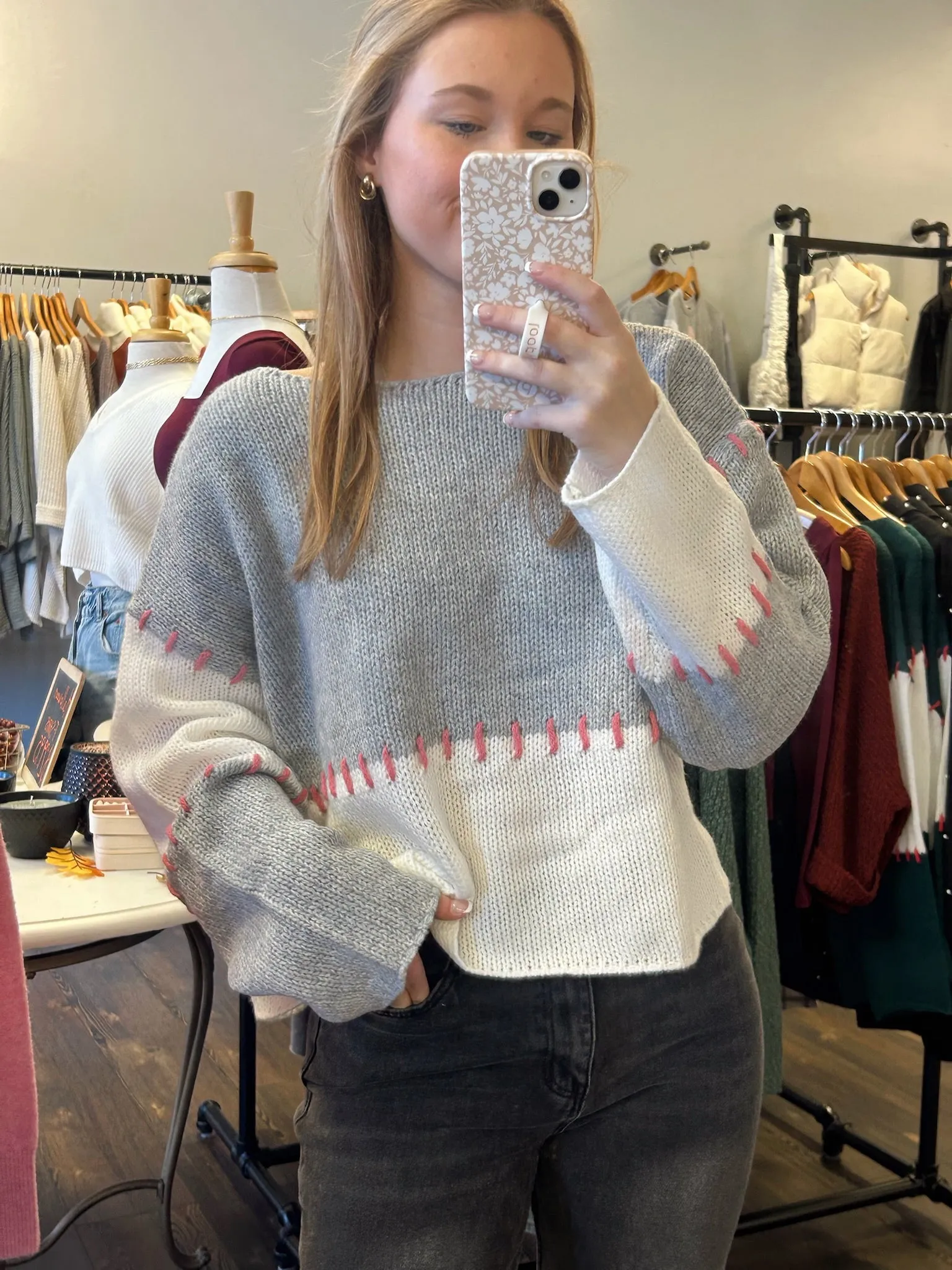 Little Love Sweater/ Grey/White