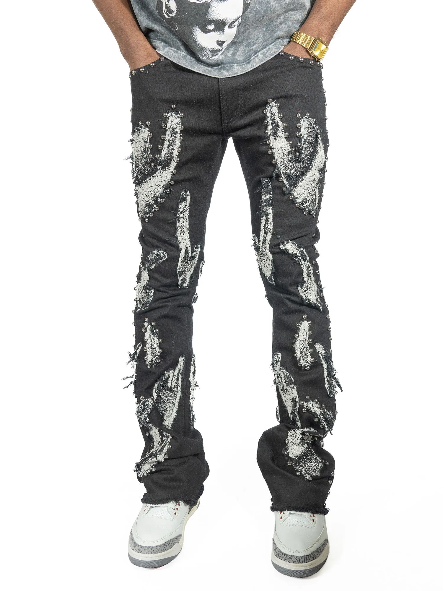 Makobi Jeans -Zerrelly Stacked Jeans - Black -  F1731
