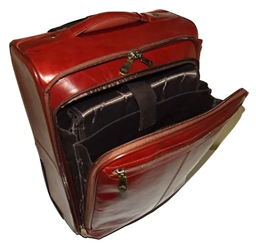 Mancini Leather 20" Carry-on Wheeled Laptop Business Case Luggage Cognac