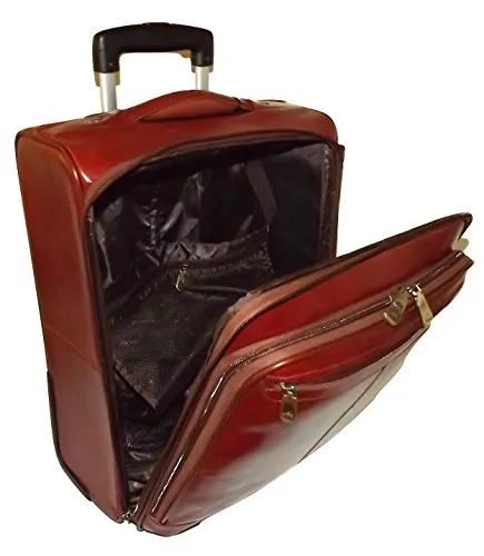 Mancini Leather 20" Carry-on Wheeled Laptop Business Case Luggage Cognac