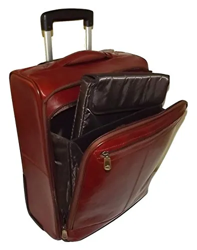 Mancini Leather 20" Carry-on Wheeled Laptop Business Case Luggage Cognac