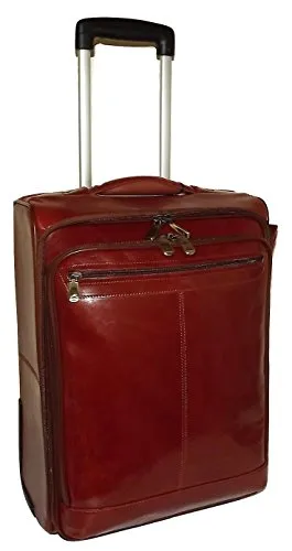 Mancini Leather 20" Carry-on Wheeled Laptop Business Case Luggage Cognac