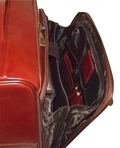 Mancini Leather 20" Carry-on Wheeled Laptop Business Case Luggage Cognac