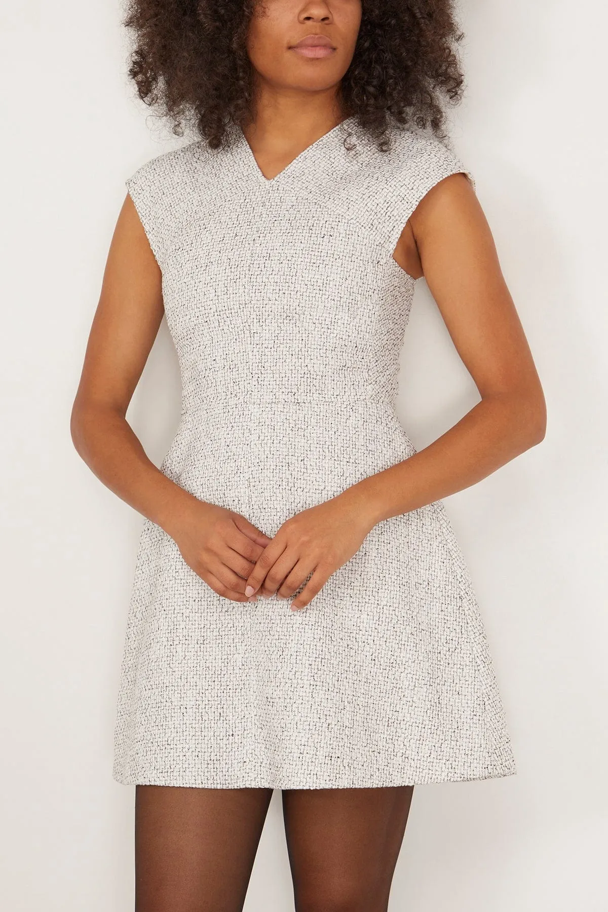 Manon Dress in Tweed Alabaster/Black