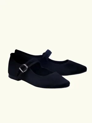 Mary Jane Velvet Shoe - Black